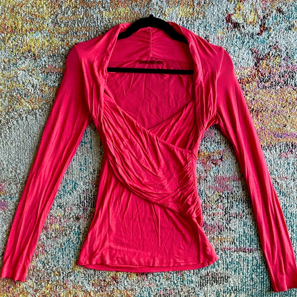 Velvet Red Cross Front Long Sleeve Tee
